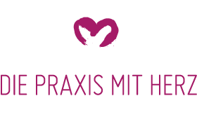 Logo mit einem lila Herz, das von zwei Händen oben und unten gehalten wird, und mit dem Text: Die Praxis mit Herz für Jin Shin Jyutsu & Gesundheitsberatung